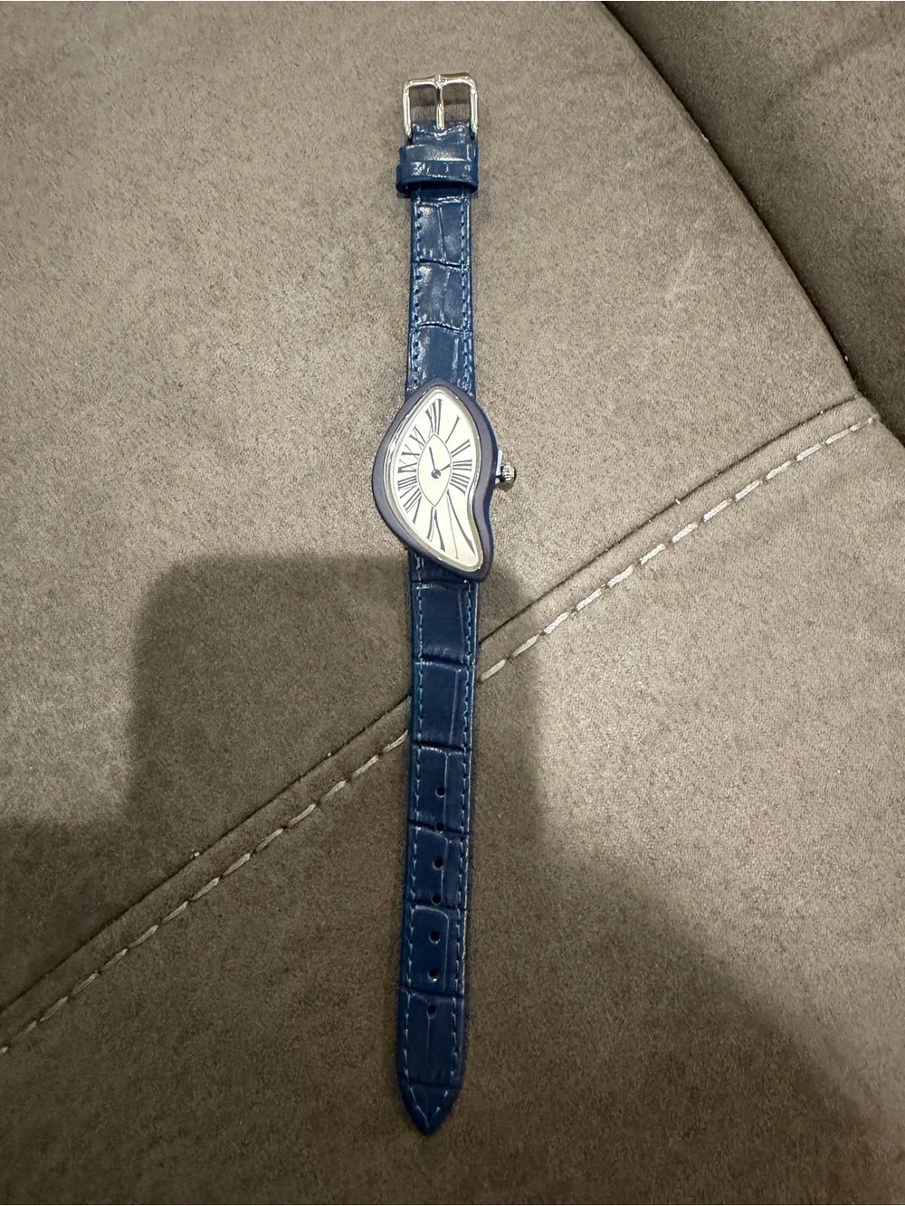 Blue Asymmetrical Fashion Watch with Roman Dial